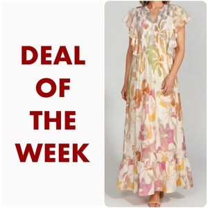 MAEVE x ANTHROPOLOGIE Cassandra Maxi Dress, Peach, XS